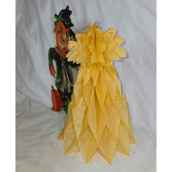 Vintage Beistle Halloween Decoration Scarecrow Haystack Honeycomb 10" 1950s - Picture 11 of 16